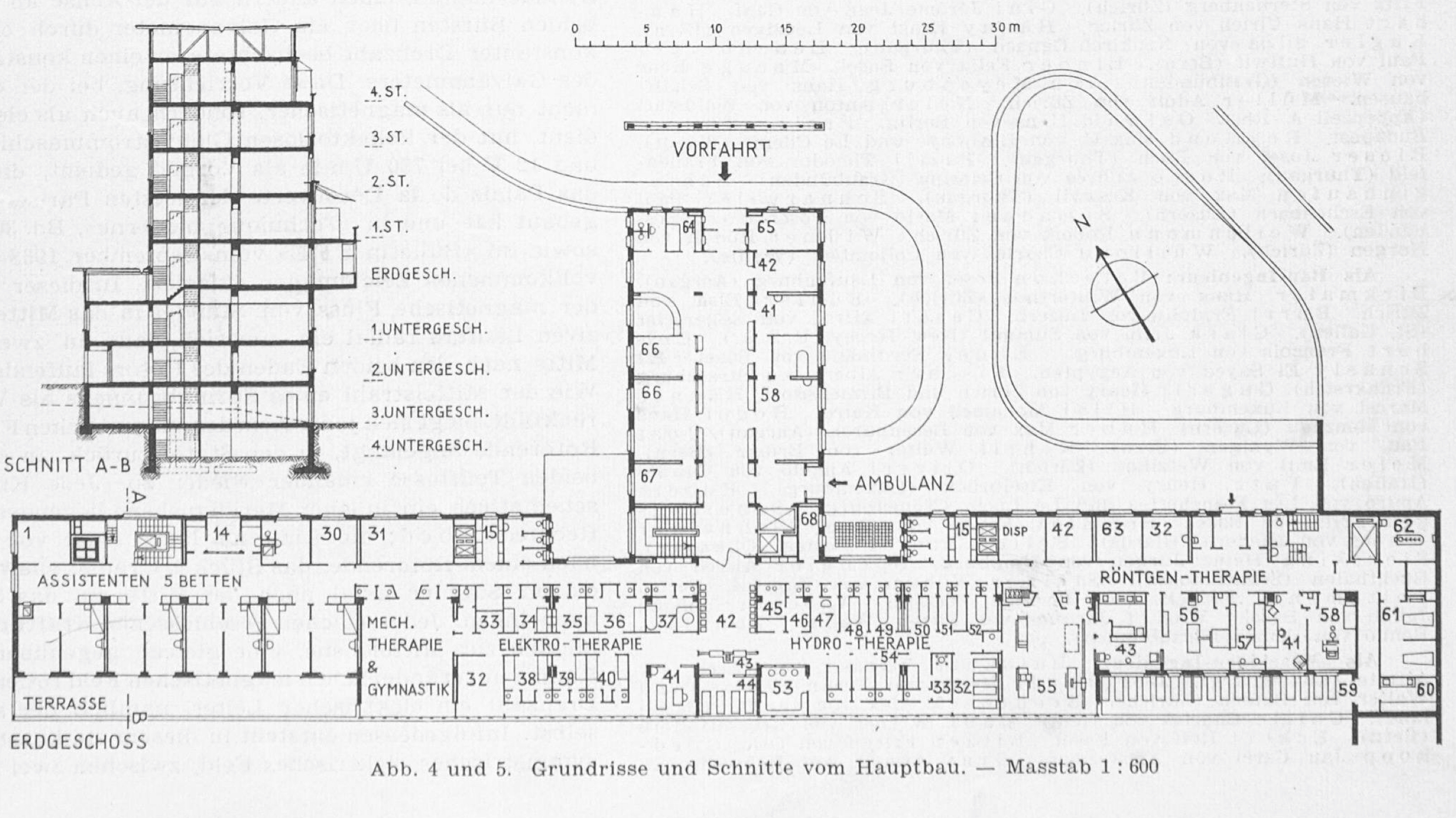 1939: Grundriss Erdgeschoss im geplanten Kantonsspital