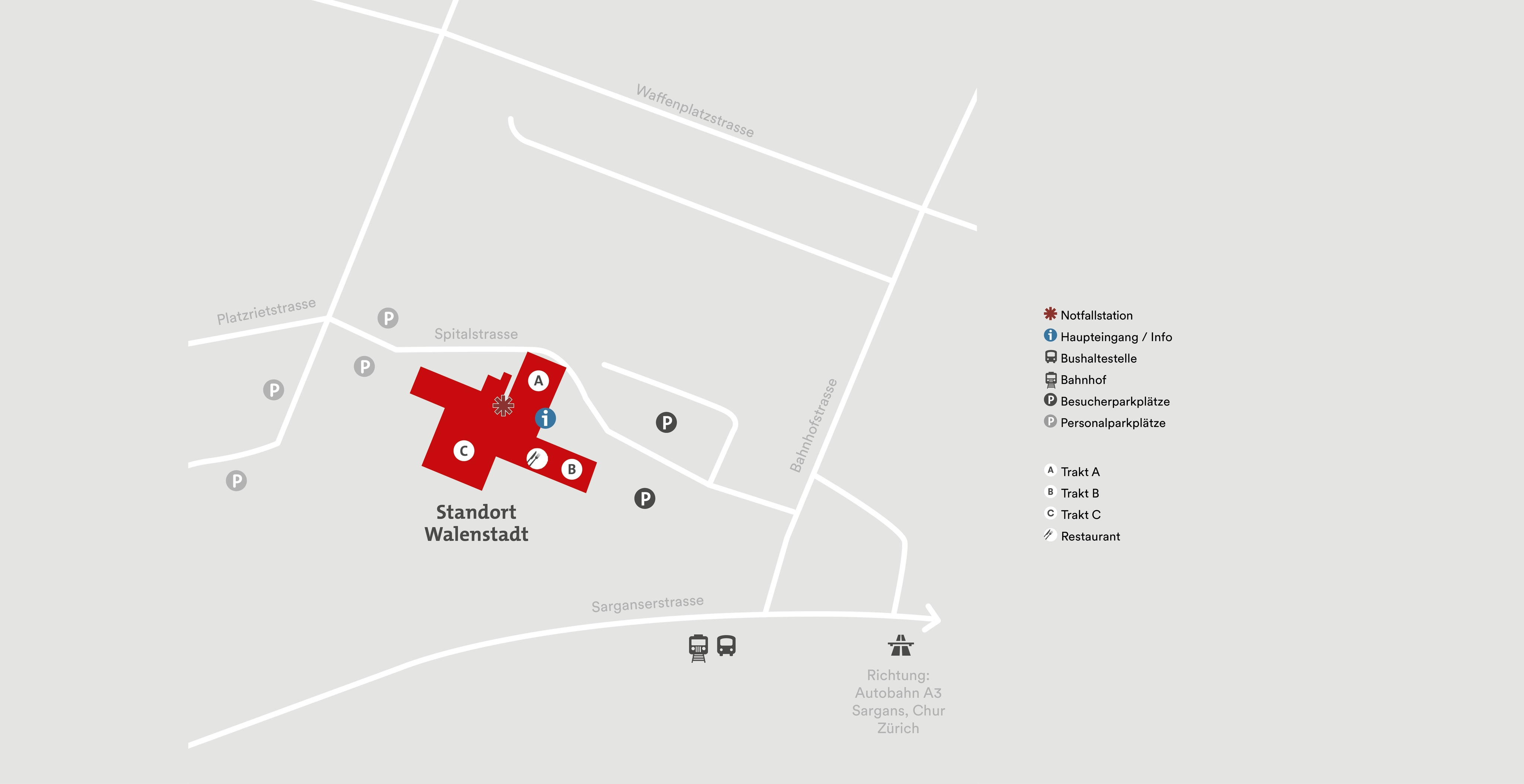 Karte Standort Walenstadt Kantonsspital Graubünden
